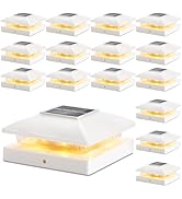 Solar Post Cap Lights Outdoor 16pack, White Waterproof Solar Powered Deck Fence Post Lights Fit 4...