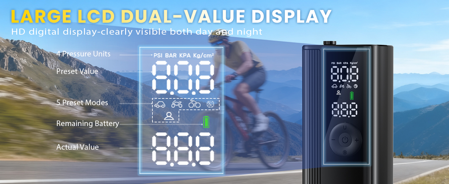 air bump for car tires LCD display tire pressure gauge