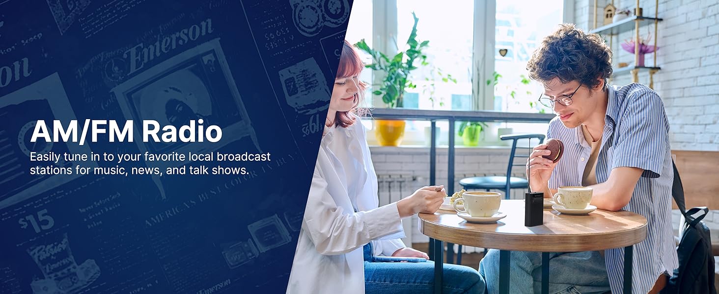 AM Radio FM radio emerson portable handheld pocket radio tuner antenna listen to music sports news