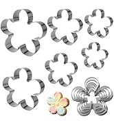 Tiaforza Flower Cookie Cutter Set for Kids Lunch, 6 Sizes (4", 3.5", 3.0", 2.5", 2", 1.6") Food-G...