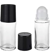 Xinjincang 2Pcs Black Clear Empty Glass Essential Oil Roller Bottles Vials Containers Refillable ...