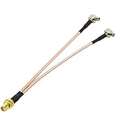 Bingfu 4G LTE Antenna Adapter Splitter SMA Female to Dual TS9 Connector Coaxial Pigtail Cable 6 i...