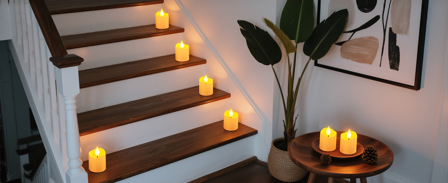 battery powered tealights for staircase