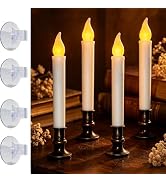 Xingzd 4PK Battery Operated LED Window Candles, 7.75" Christmas Candle Lamp | ON/OFF Timer, 4 Suc...