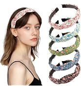 AddLotLot 5 PCS Floral Braided Headband Floral Fabric Pastoral Style Headband Non Slip Fashion Kn...
