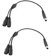 UpperFu DC Power Y Splitter Cable, 2 Pcs 5.5mm x 2.5mm 1 Male to 2 Female DC Power Extension Adap...