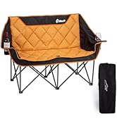 EMERIT Oversized Double Duo Camping Chair Folding Camping Loveseat 2 Person Camping Couch Heavy D...