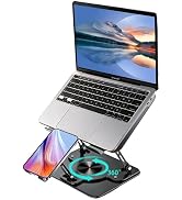 Novalunae 360 Rotating 2-in-1 Laptop Stand with Phone Holder,Ergonomic Adjustable Computer Riser ...