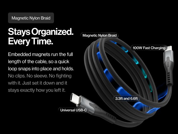 magstack charging cable USB C to USB C magnetic coil organization organizing data statik usbc usb-c