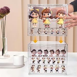 Clear Acrylic Display Cases 3 Tiers Display Boxes for Figures Stackable Detachable Display Stand