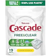 Cascade Free &amp; Clear Dishwasher Pods, Dishwasher Detergent, Dish Detergent Soap, Lemon Essence, 1...