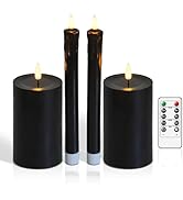 Hinabichan Real Wax LED Flameless Candles with Remote Timer, 4 Pcs Black Battery Operated Window ...