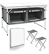 Camp Field Camping Folding Aluminum Table with Adjustable Legs for Outdoor Travel Beach, Backyard...