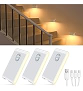 WILLED Motion Sensor Night Light, Rechargeable Stair Lights Indoor, Warm White Motion Sensor Ligh...