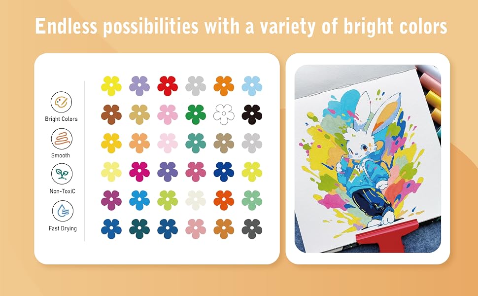 24 Bold Colors: Includes 24 richly pigmented colors