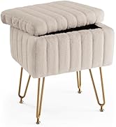 DUMOS Vanity Stool Chair, Ottoman with Storage, Makeup Cute Soft Small Footstool, Modern Style Fa...