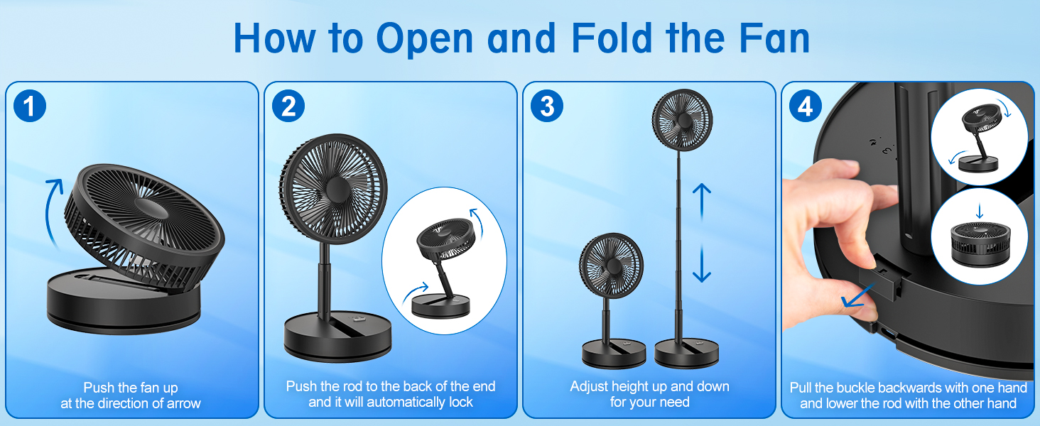 Portable Oscillating Folding Fan with Remote