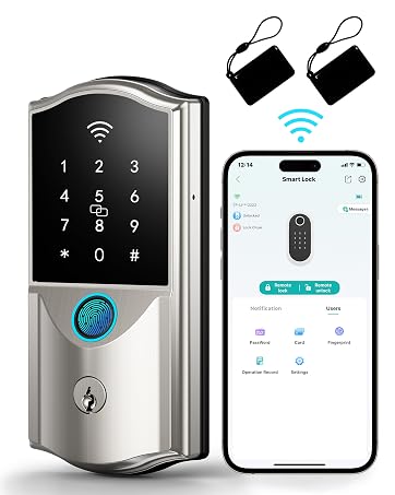WiFi Smart Lock for Front Door – Firstriver Keyless Entry Electronic Deadbolt with Biometric Fingerp...