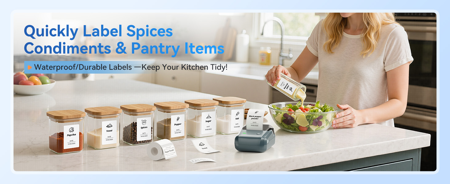 Waterproof/Durable Labels —Keep Your Kitchen Tidy!
