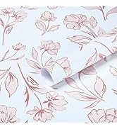 HeloHo Floral Peel and Stick Wallpaper Pink and White Wall Paper Modern Boho Removable Self Adhes...