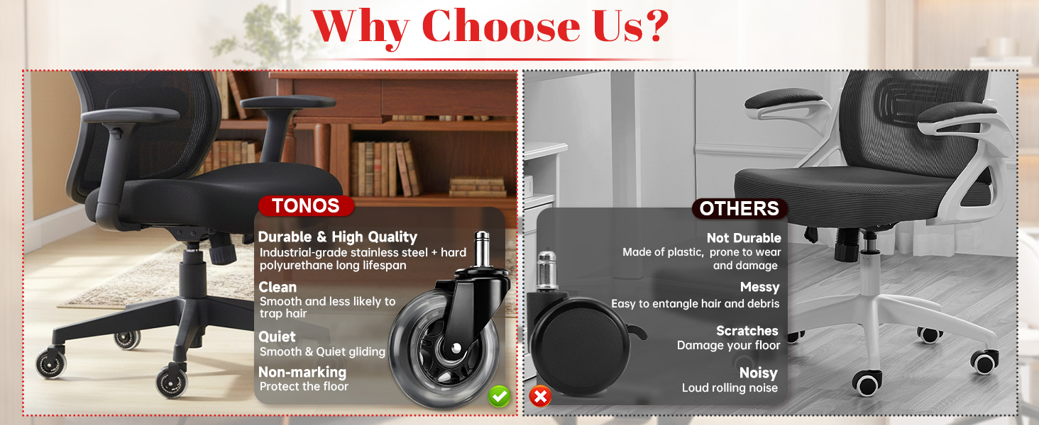 office chair wheels, durable quiet casters, floor-friendly replacement wheels