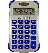 Victor 910 8-Digit Handheld Calculator with Cover, Battery and Solar Hybrid Powered LCD Display, ...
