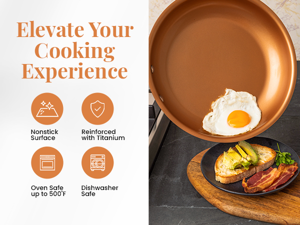 Copper Pots and Pans Set Nonstick Cookware Set, Pot and Pan Set, Kitchen Cookware Sets, Ceramic