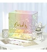 OurWarm Acrylic Wedding Card Box with String Light, Colorful Gift Card Box for Wedding Decoration...