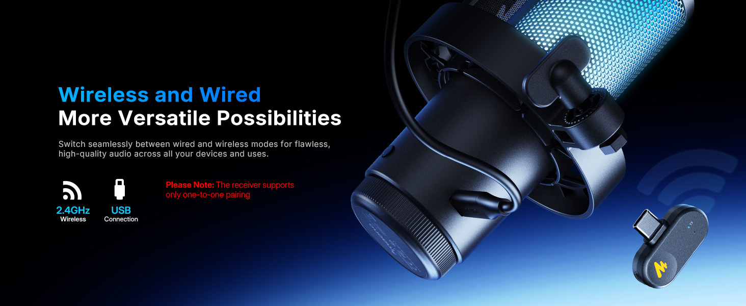 wireless gaming usb microphone for pc,rgb mic