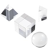 4 Pack K9 Optical Crystal Photography Prism Set, Include 50mm Crystal Ball, 50mm Crystal Cube, 50...
