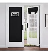 NICETOWN Black Door Curtains for French Door Window, 100% Blackout Thermal Insulated Door Window ...