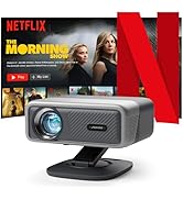 [Netflix Officially &amp; 2200ANSI] 4K Projector with WiFi and Bluetooth,3D Dolby Audio and Auto Focu...