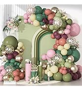 Ouddy Party Dusty Pink Green Yellow Balloons Garland Arch Kit, Different Sizes 18 12 10 5 Inch Sa...