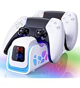 PS5 Controller Charger - Dual-Sensing Edge PS5 Charging Station with 6 LED and RGB Modes,Charging...