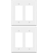 2-Gang Decora/GFCI Device Wallplate,Rocker Wallplate, Smooth Face, White,Standard Size 4.50" x 4....