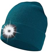 Unisex Beanie Hat with Light, USB Rechargeable LED Headlamp Cap Warm Knit Hats for Winter Safety,...