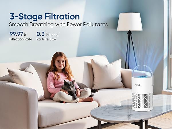 Air Purifiers for Home Bedroom, HEPA Pet Hair Air Purifier, Quiet Sleep Mode