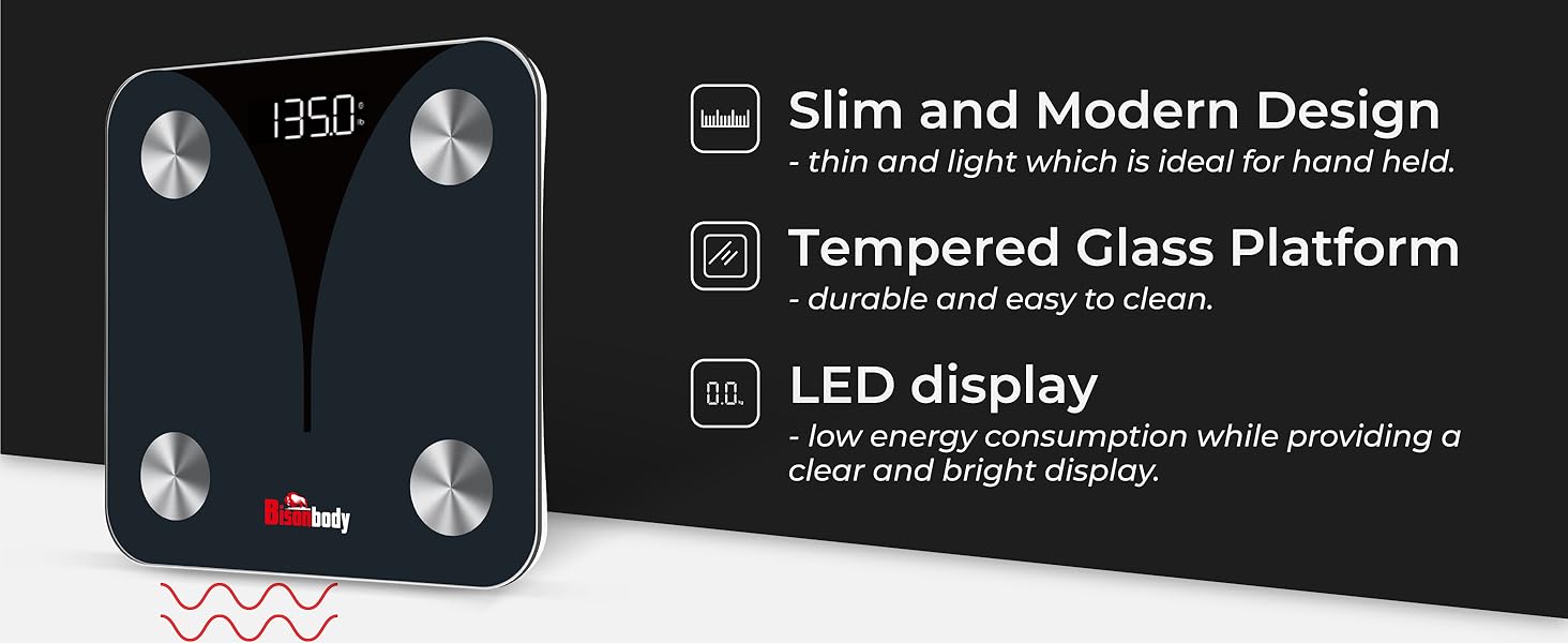 bisonbody digital smart scale basic body scales for weight fat bmi percentage monitor composition