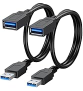 SaiTech IT 2 Pack Short Length 1 Feet USB 3.0 Extension Cable, USB 3.0 A Male to Female Extender ...