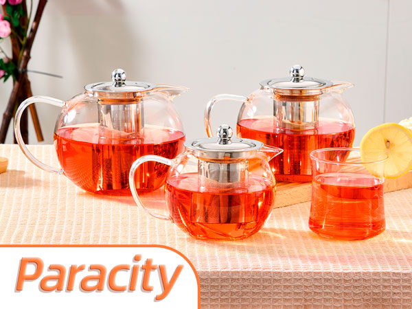 Glass Teapot Stovetop 22 OZ/650ml, Tea pot with Removable 18/8 Stainless Steel Infuser