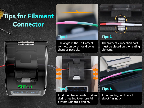 SUNLU Filament Connector, Fast Heating Filament Connector for 3D Printer Filament 1.75mm