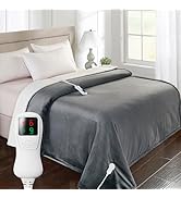 Heated Blanket Electric Blanket Full Size, Super Soft Cozy Upgraded Flannel Heating Blanket with ...