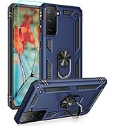 Androgate Samsung Galaxy S21 FE 5G Case with HD Screen Protectors, Military-Grade Metal Ring Hold...