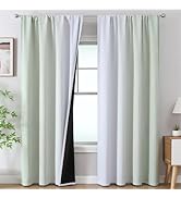 Estelar Textiler Sage Green and Greyish White Ombre Blackout Curtains for Bedroom, Thermal Insula...