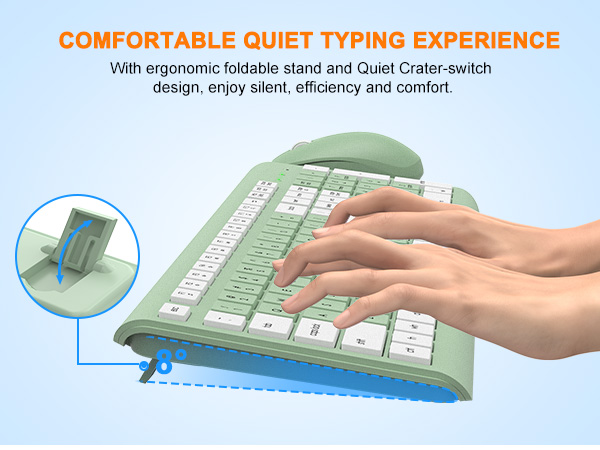 Wireless Keyboard and Mouse Combo, Full Size Silent Ergonomic Keyboard Mouse