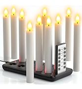 PChero Flameless Taper Candles with Remote &amp; Charging Station, 10 Pack 6.7