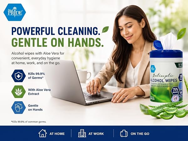 Alcohol Based Disinfectant Wipes, 100 Pack, with Aloe Vera