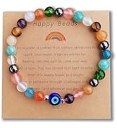 DLYFNVEV Empath Protection Happy Beads Natural Stone Healing Crystal Evil Eye Bracelet Jewelry Gi...