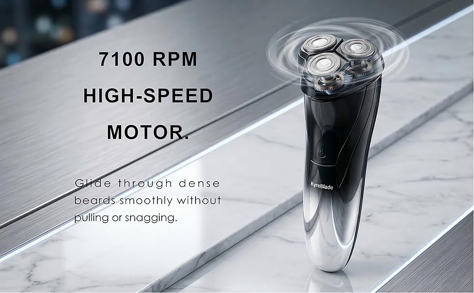 7100 RPM high speed motor shaving machine glides through dense beards without pulling