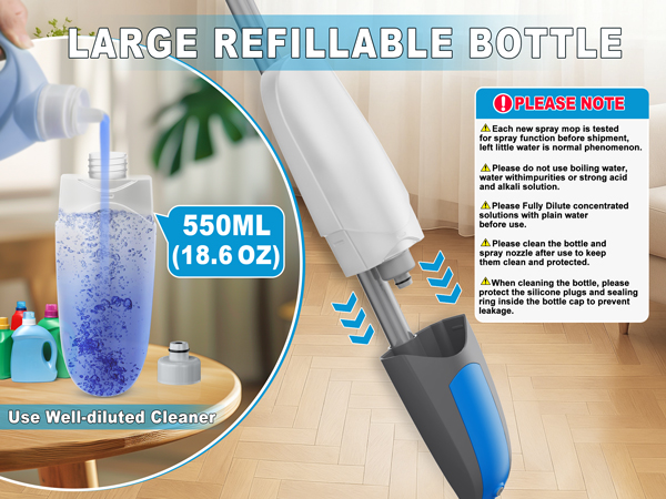 microfiber mop with spray bottle refillable